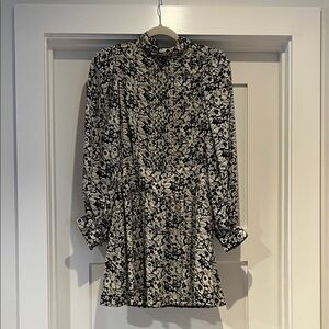 Floral Black and White Dress